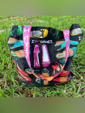 Black Multi-Color Canvas Tote Bag